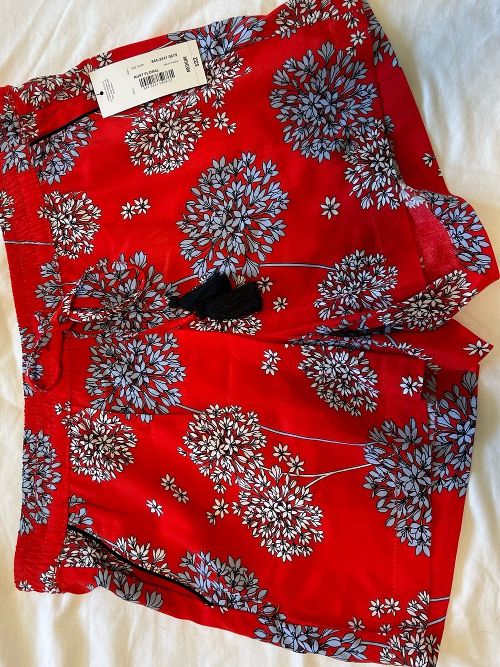 a.n.a Red Floral Drawstring Shorts